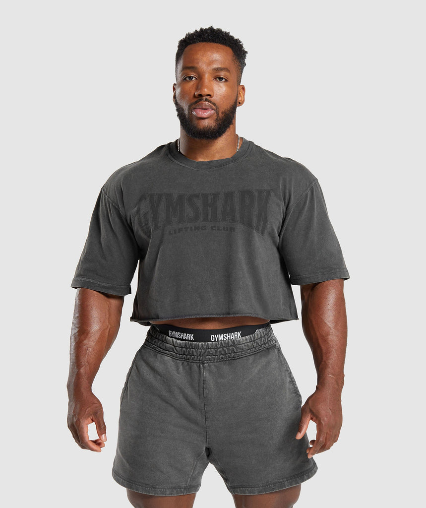 Gymshark Heritage Washed Crop TShirt Onyx Grey Gymshark
