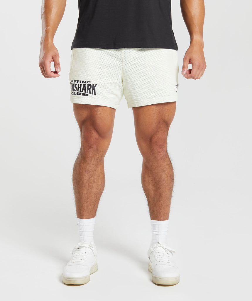 Gymshark Lifting Club Mesh 5" Shorts Off White Gymshark