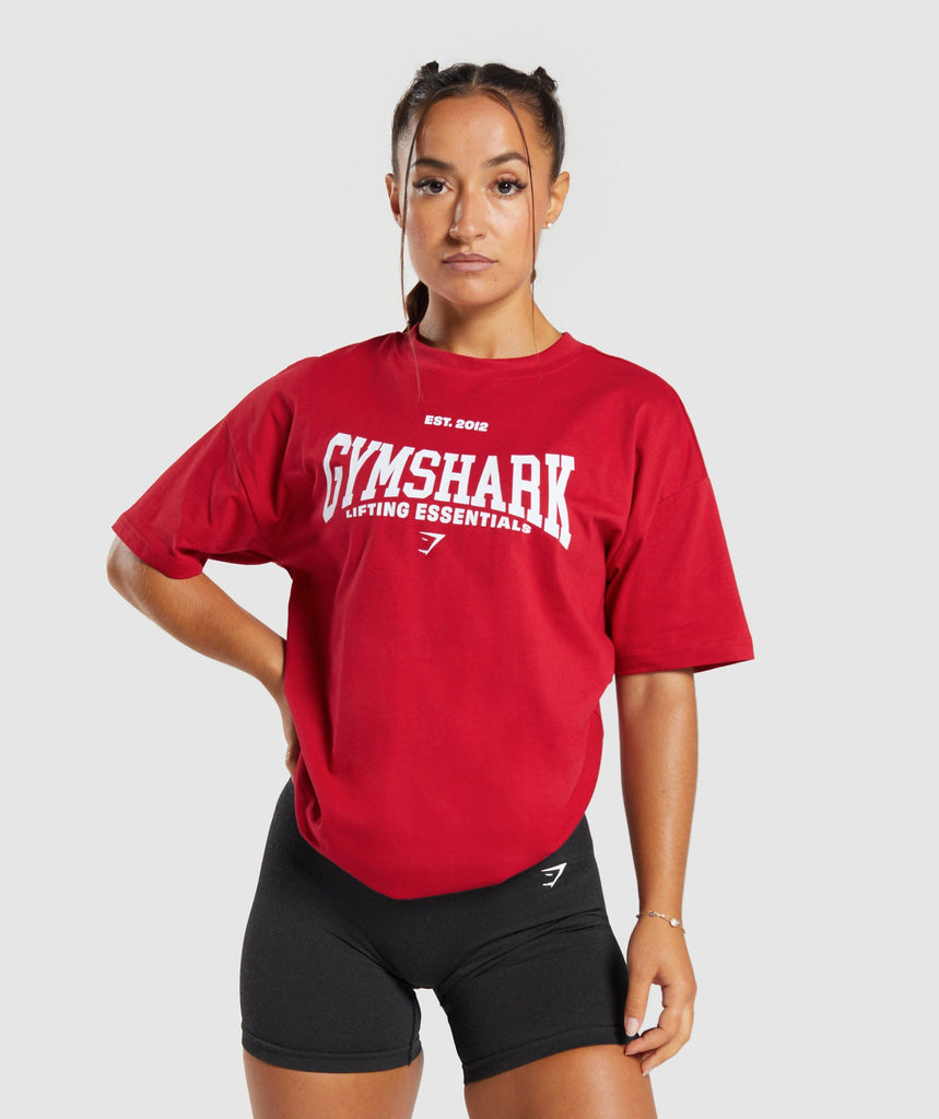 Gymshark Lifting Essentials Oversized TShirt Carmine Red Gymshark