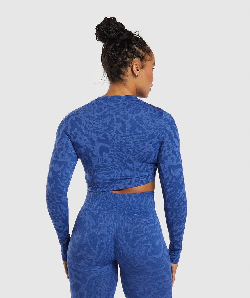 Gymshark Adapt Safari Seamless Long Sleeve Crop Top - Wave Blue/Iris ...