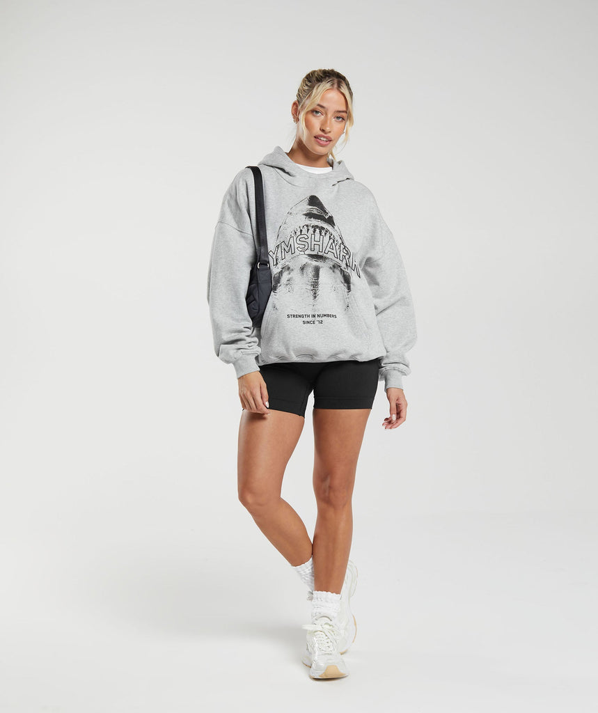 Gymshark Shark Attack Oversized Hoodie - Grey | Gymshark