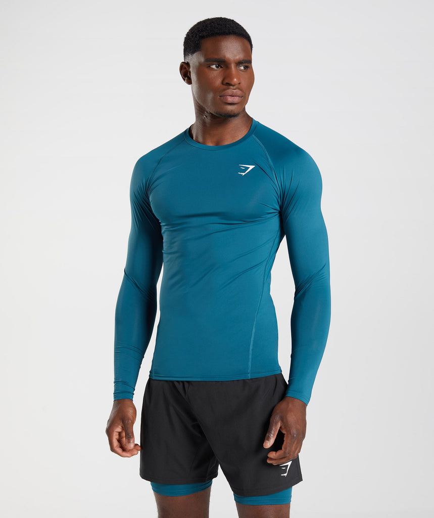 Gymshark Element Baselayer Long Sleeve Top - Atlantic Blue | Gymshark