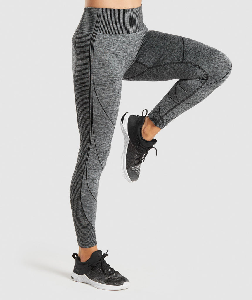 Gymshark Hyper Amplify Leggings - Black Marl/Black | Gymshark